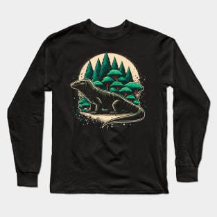 big komodo on green forest night Long Sleeve T-Shirt